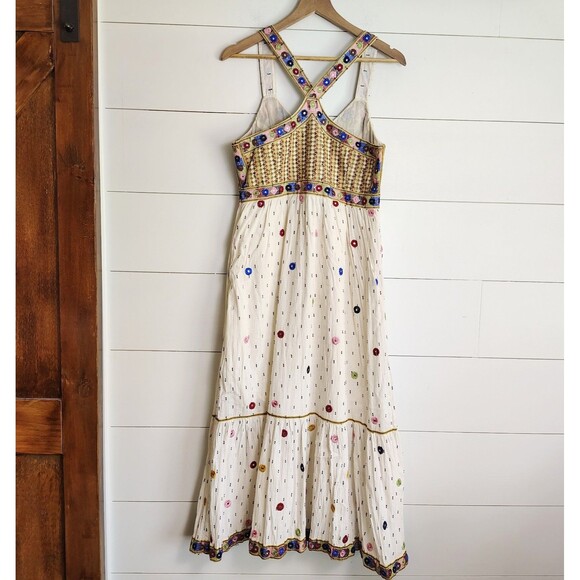 Anthropologie Payal Pratap Nora Midi Embroidered Artisan Festival Boho Dress 8 - Picture 6 of 15